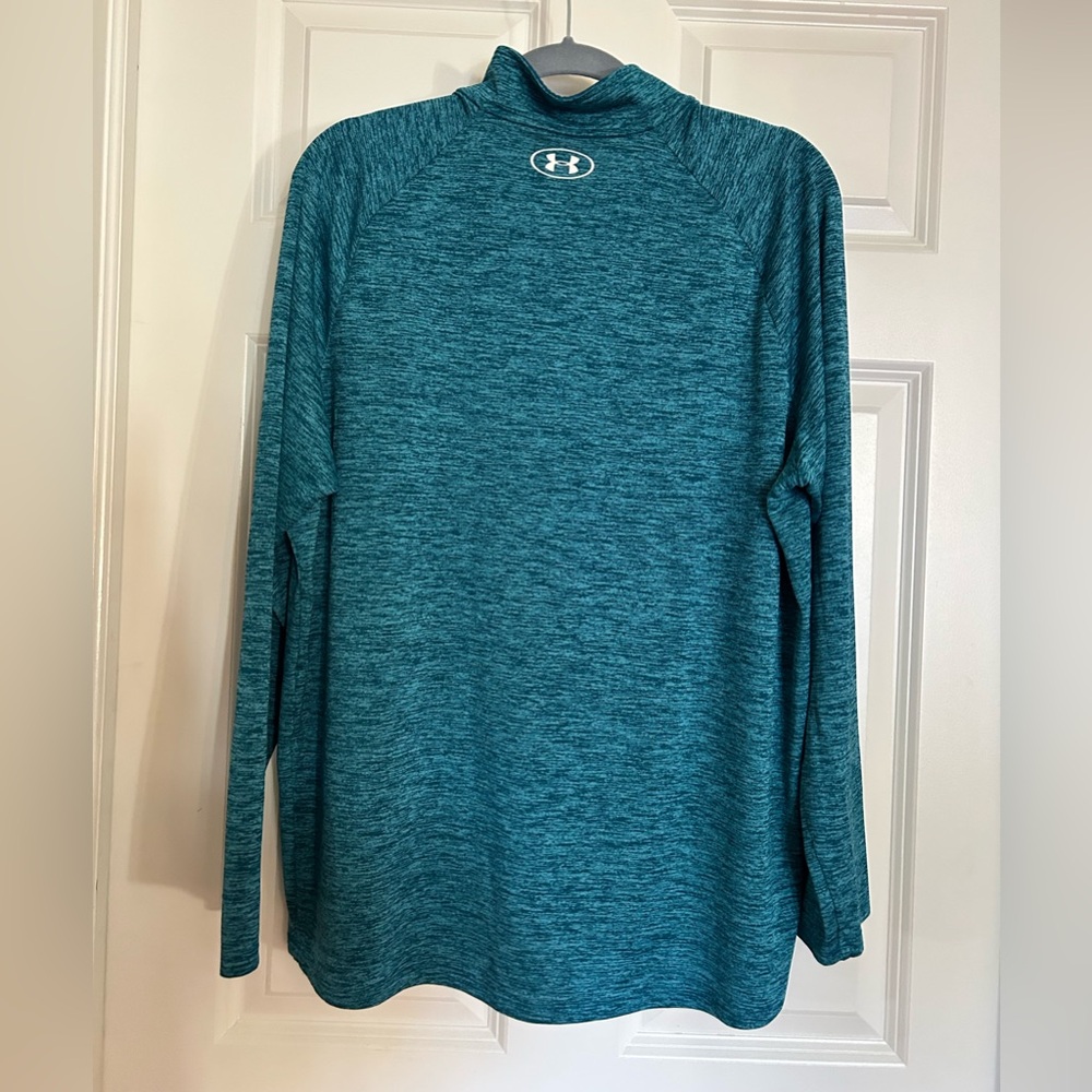 Under Armour Teal Quarter-Zip Long Sleeve Heatgear Pullover - XL - Picture 3 of 7